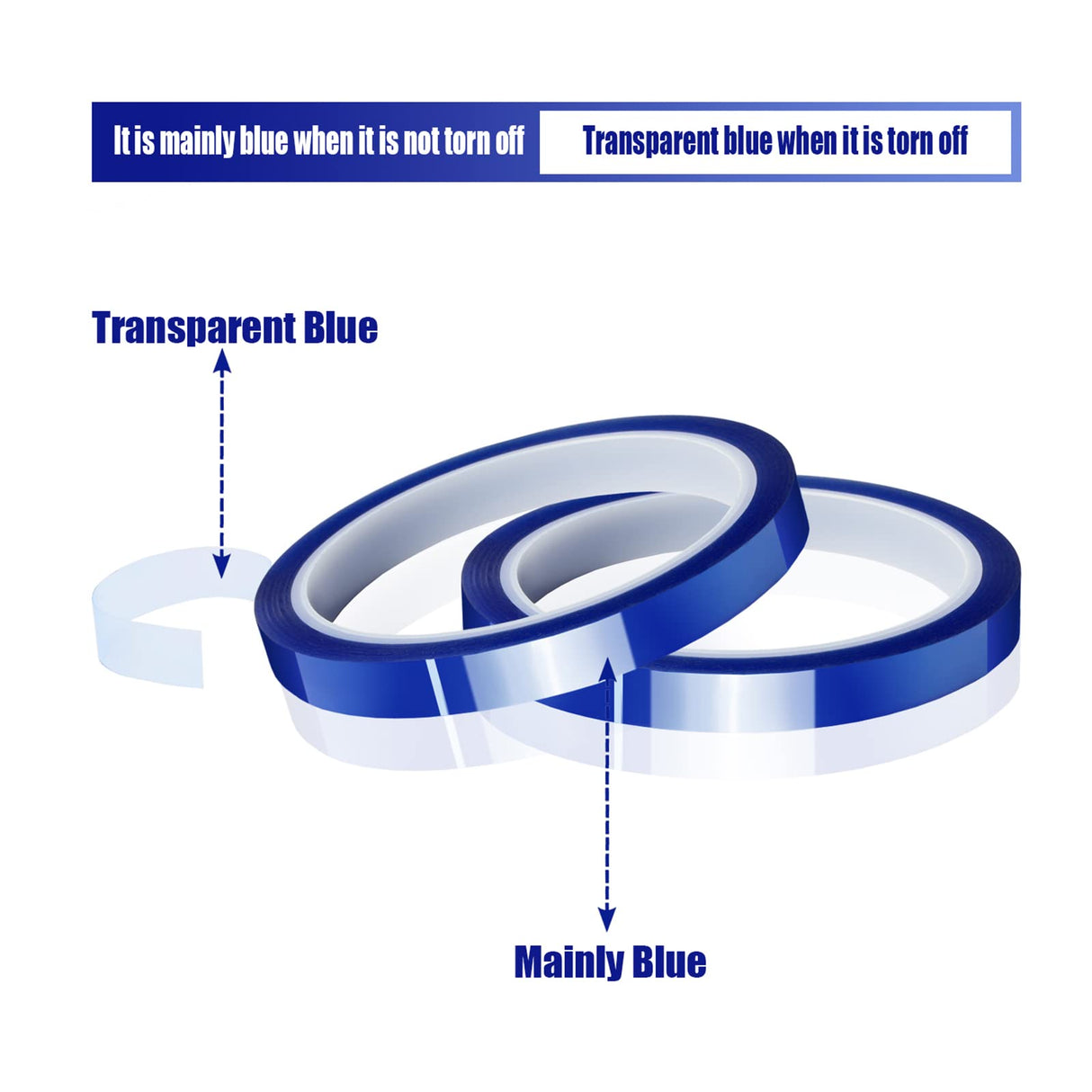 MEBMIK 2 Rolls 10mm x33m(108ft) Blue Heat Tape High Temperature Heat Resistant Tape Heat Transfer Tape for Heat Sublimation Press No Residue and Heat Transfer Vinyl MEBMIK