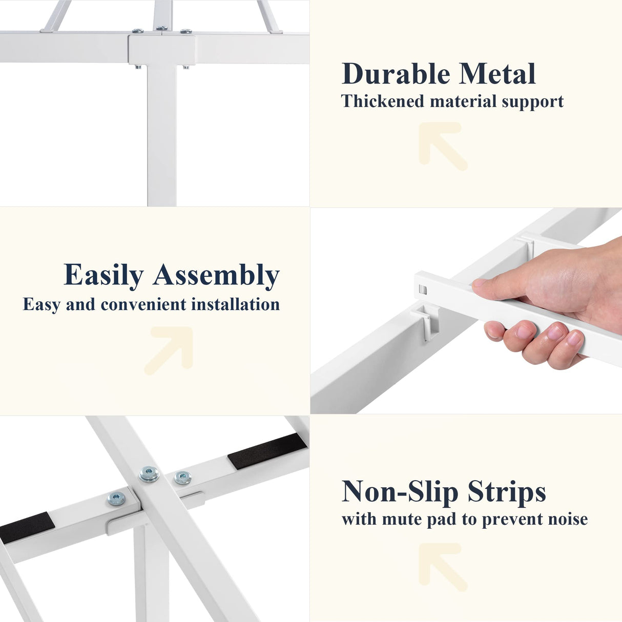 Allewie Victorian-Style Queen Size Metal Platform Bed Frame with Headboard and Footboard, No Box Spring Needed, White Allewie