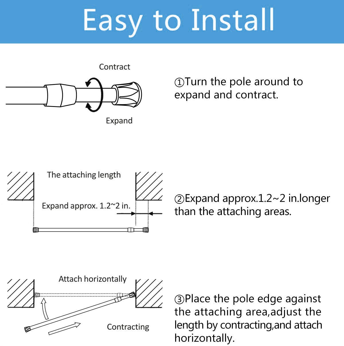 AIZESI Spring Tension Curtain Rods Short Tension Rod (Wood, 16" to 28"-2Pcs, Optimum Scope of Application 16 to 24 inch, Can't Hang Heavy Curtains) AIZESI