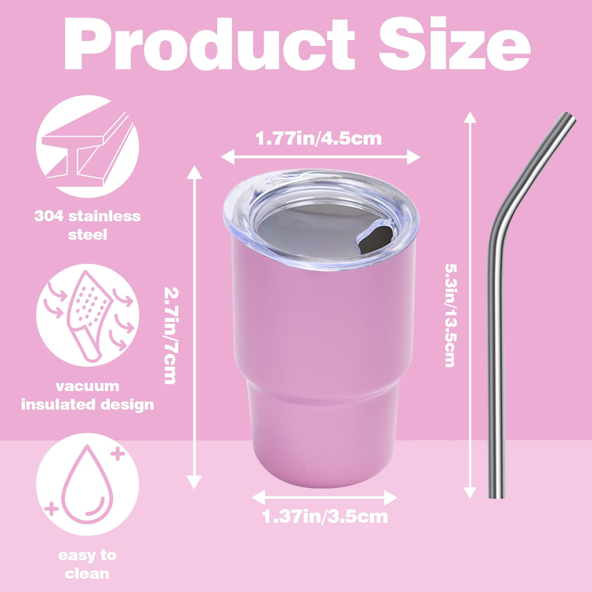 Tamarac Mini Tumbler Shot Glass with Straw, 3 oz Shot Glass with Straw and Lid, Funny Shot Glasses, Colored Stainless Steel Sublimation Tumblers,Wedding Birthday Party Favors 6 Pack Tamarac