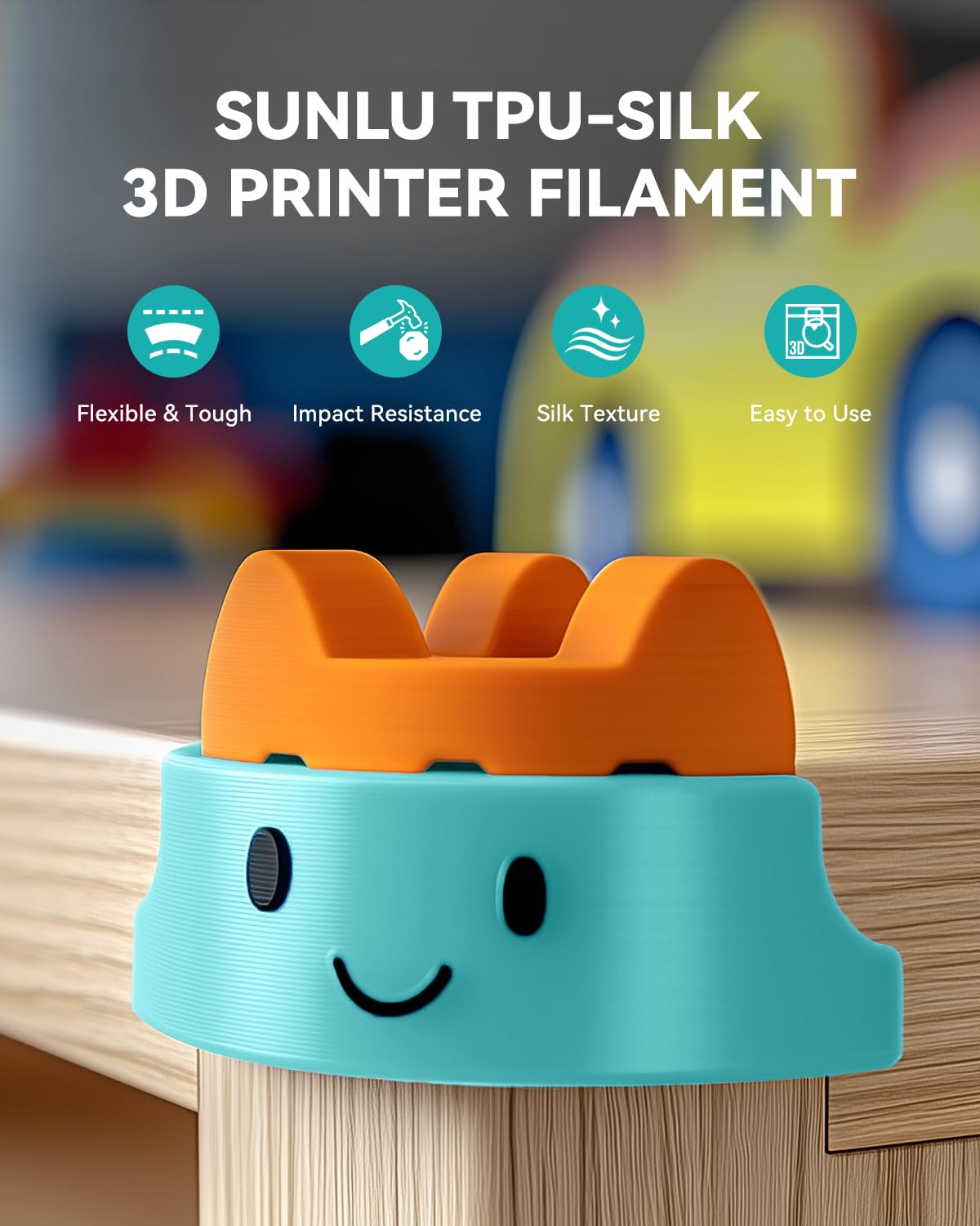 SUNLU TPU-Silk 3D Printer Filament, 98A TPU Filament 1.75mm, Glossy Silk Surface TPU Filament, Flexible TPU 3D Printing Filament, Dimensional Accuracy +/- 0.03mm, 1kg(2.2lbs) Spool, Royal Blue SUNLU