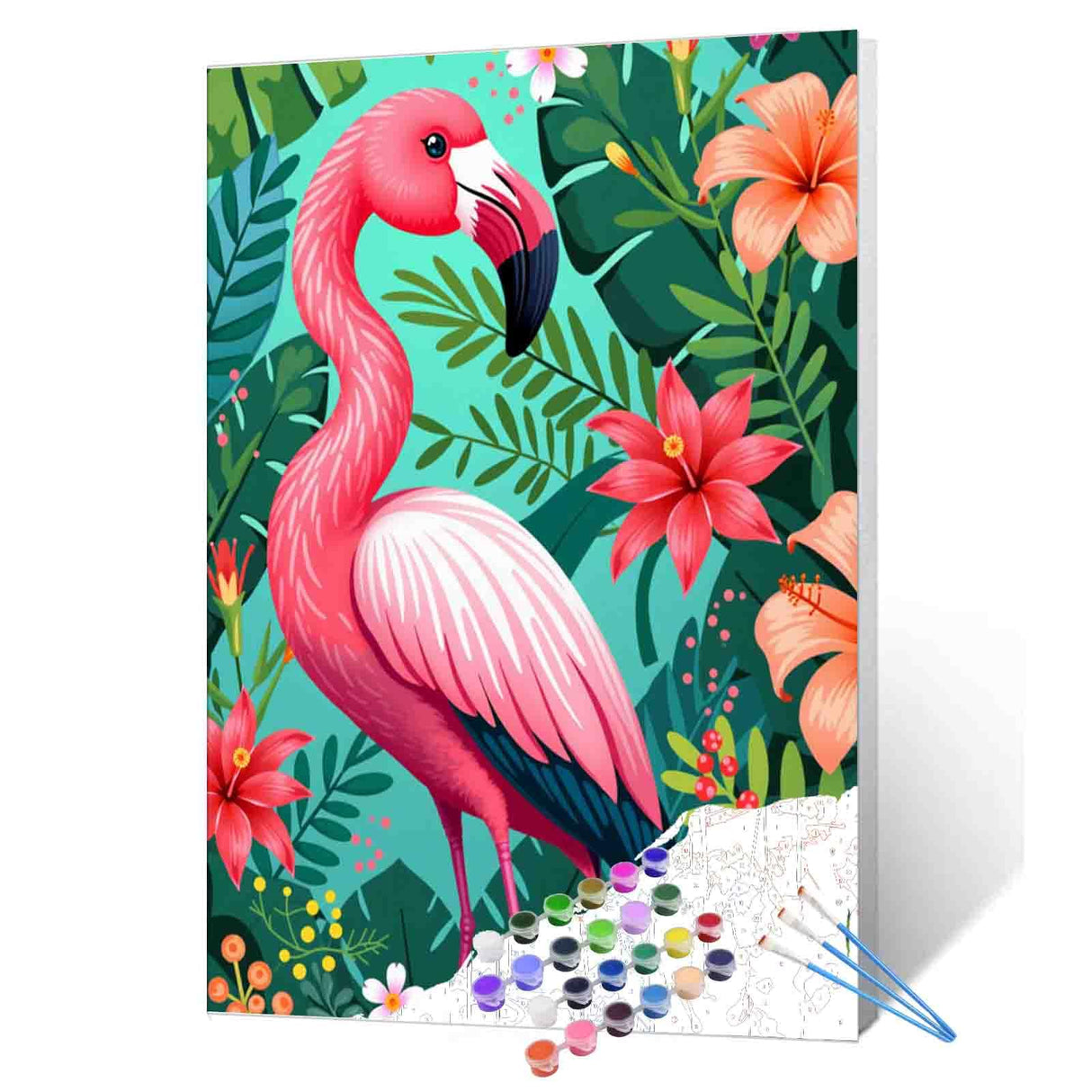 Pink Flamingo DIY Painting by Numbers Kits for Adults Beginner,Lovely Flamingo Painting Art Paint by Number on Canvas Easy to Paint for Beginner for Home Decor Without Frame Spring Decor 16''X20'' Tucocoo