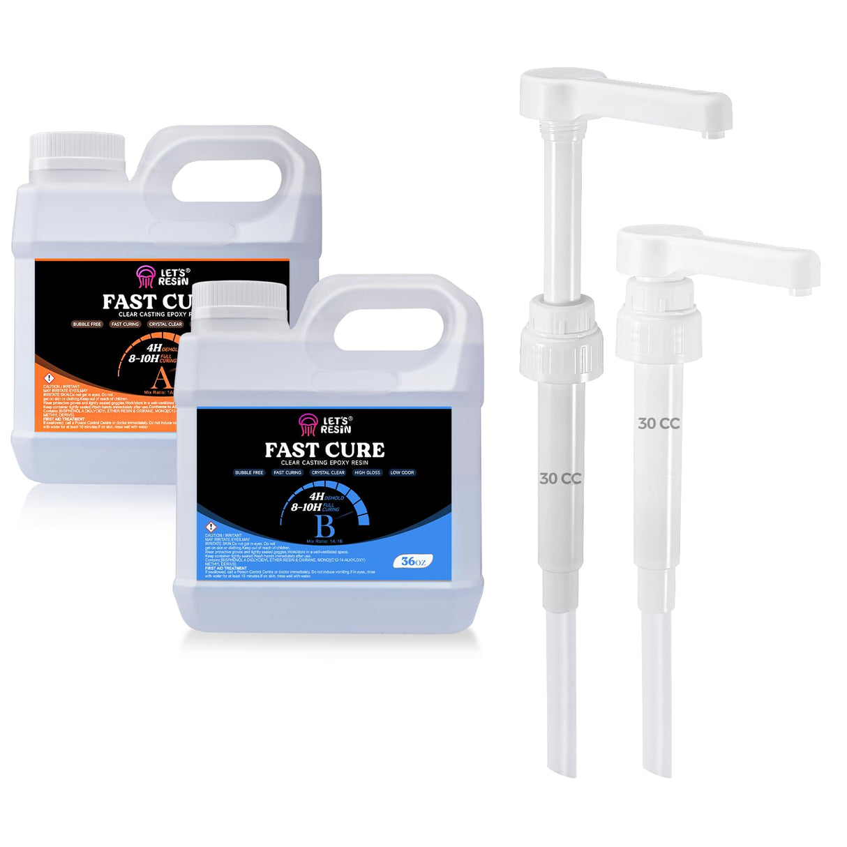 Bundle Set of LET'S RESIN 72oz Fast Cure Epoxy Resin and 30CC Gallon Pump Dispenser LET'S RESIN