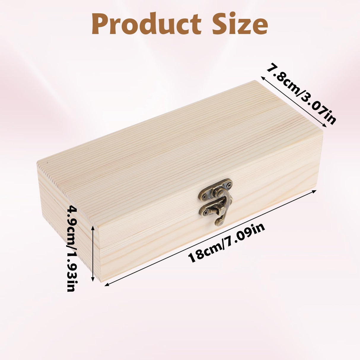 AHQiZFX 1 Pack Unfinished Wooden Box with Hinged Lid and Front Clasp, Unpainted Wooden Jewelry Box for DIY Art Project Crafts Woodcraft Keepsake Jewelry Plain Pine Box (7"x3.2"x2") AHQiZFX