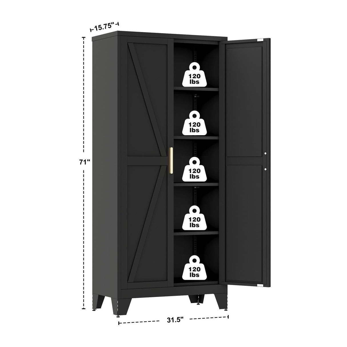 QINPTWUT Large Metal Kitchen Pantry Cabinet with Adjustable Shelves - Freestanding Kitchen Storage Cabinet for Dining Room,Livingroom Bathroom, Hallway, Workshop, Office QINPTWUT
