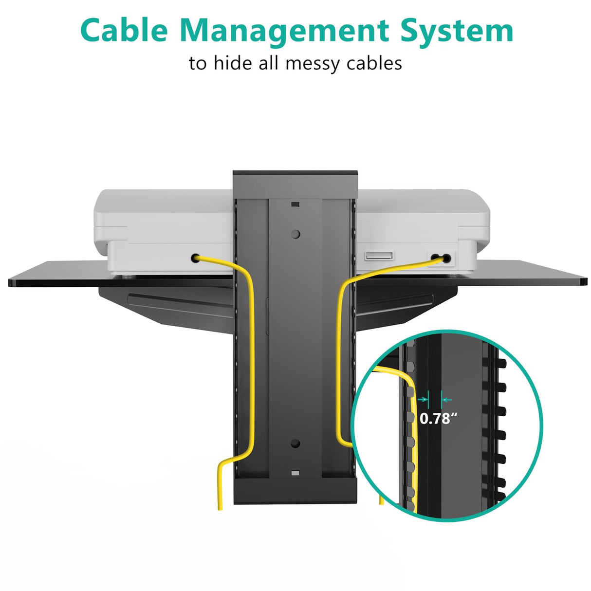 WALI Floating Entertainment Center Shelves, Holds Up to 17.6lbs, TV Shelf with Strengthened Tempered Glasses for DVD Players, Cable Boxes, Games Consoles, TV Accessories (CS201B), 1 Shelf, Black WALI
