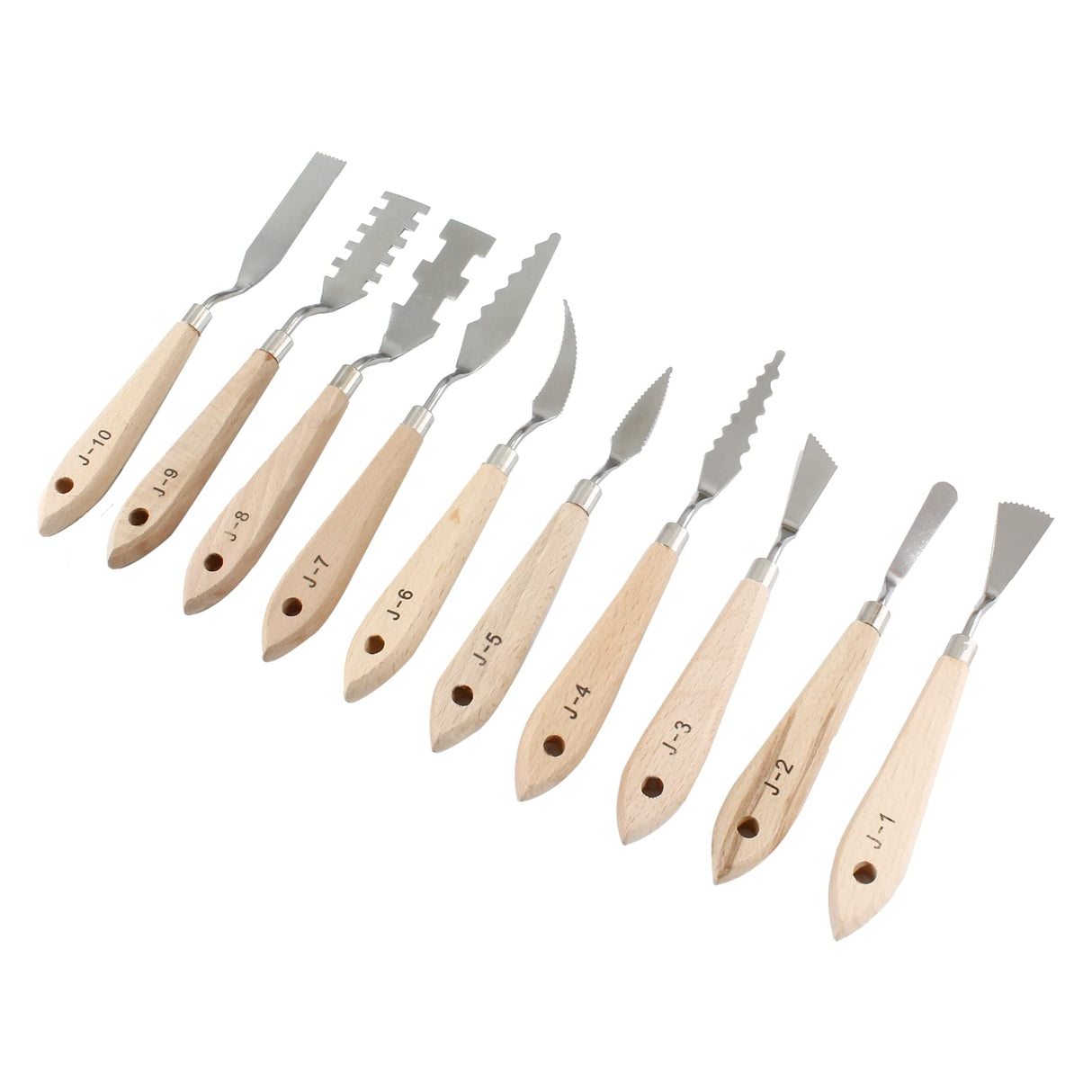 Suiwotin 10pcs Palette Knife Set, Stainless Steel Painting Knife Set, Wooden Handle Paint Spatula Painting Tools, Color Mixing Scraper Pallet Knife for Oil, Acrylic, Canvas Painting suiwotin