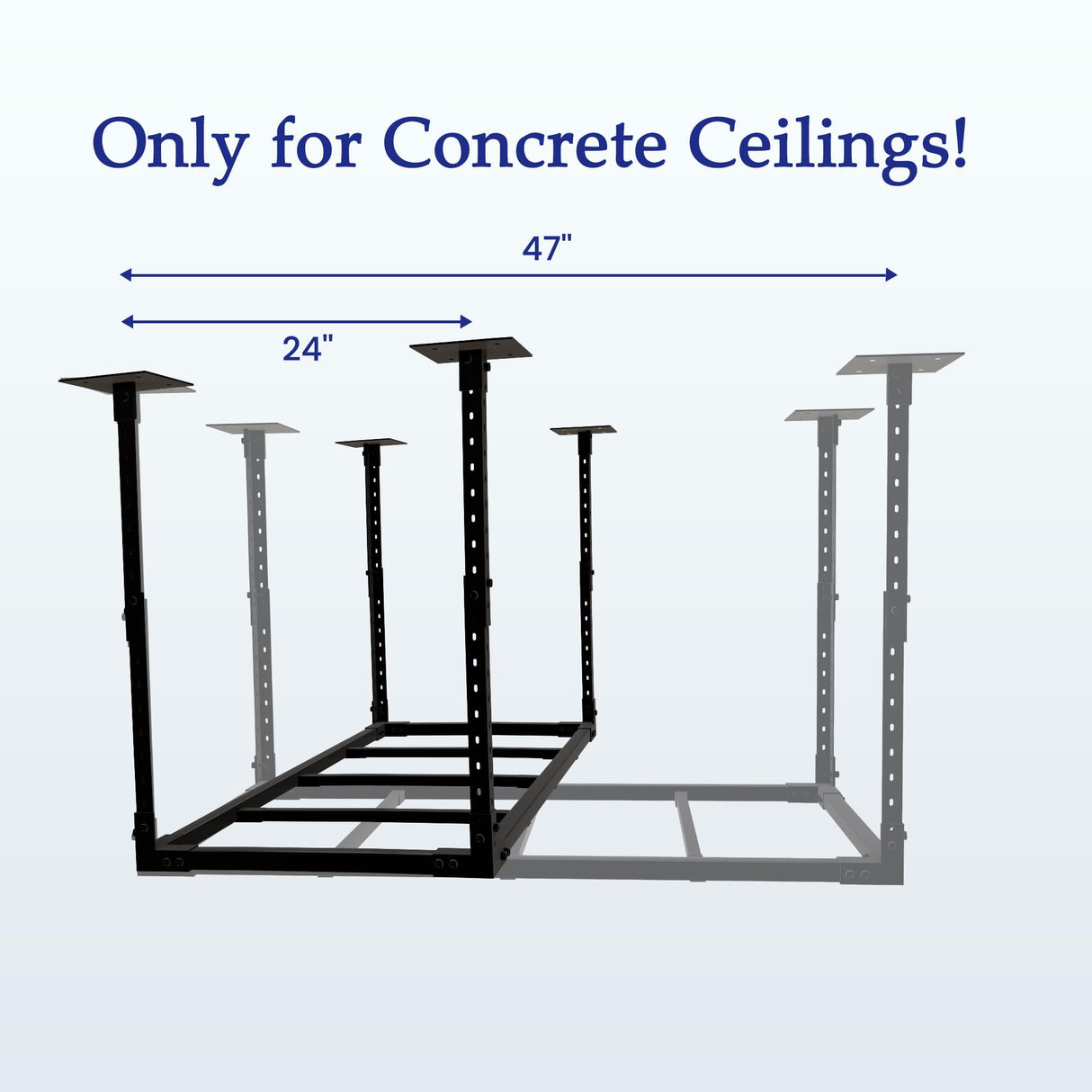 VWZ 2×4' Overhead Garage Storage Rack, Adjustable Garage Ceiling Storage Racks, Heavy Duty Garage Shelving, Garage Hanging Storage Racks with A Load Capacity of up to 1100 Lbs, Black. (Bottomless) VWZ