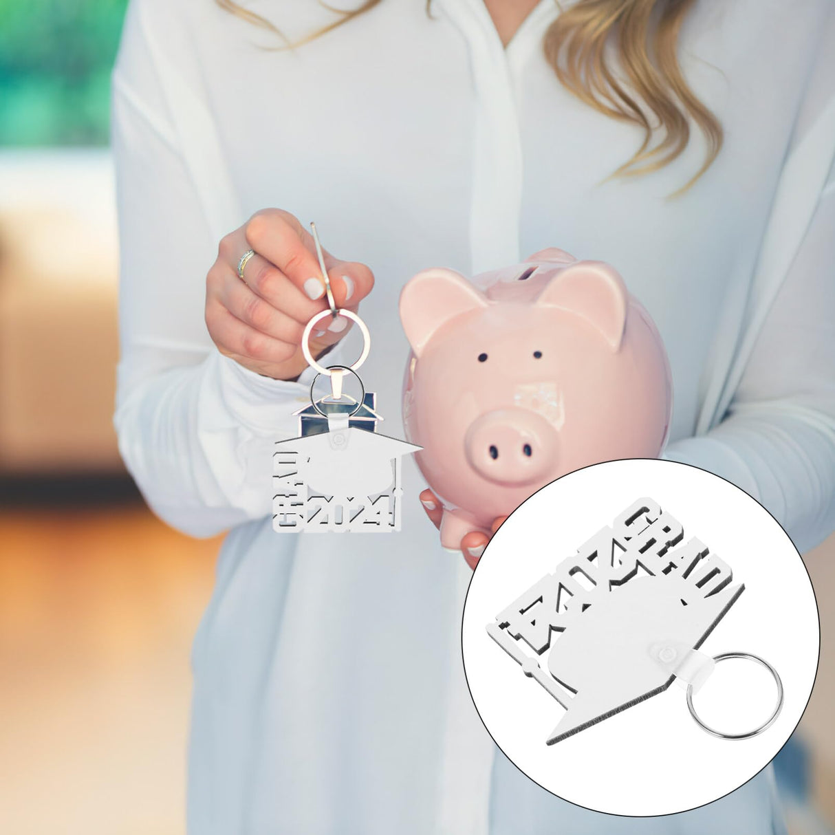 Graduation Keychain Sublimation Blank on Class of 2024 Keyrings Inspirational Keychain Key Holder Pendant Souvenir for Holiday Party NUOBESTY