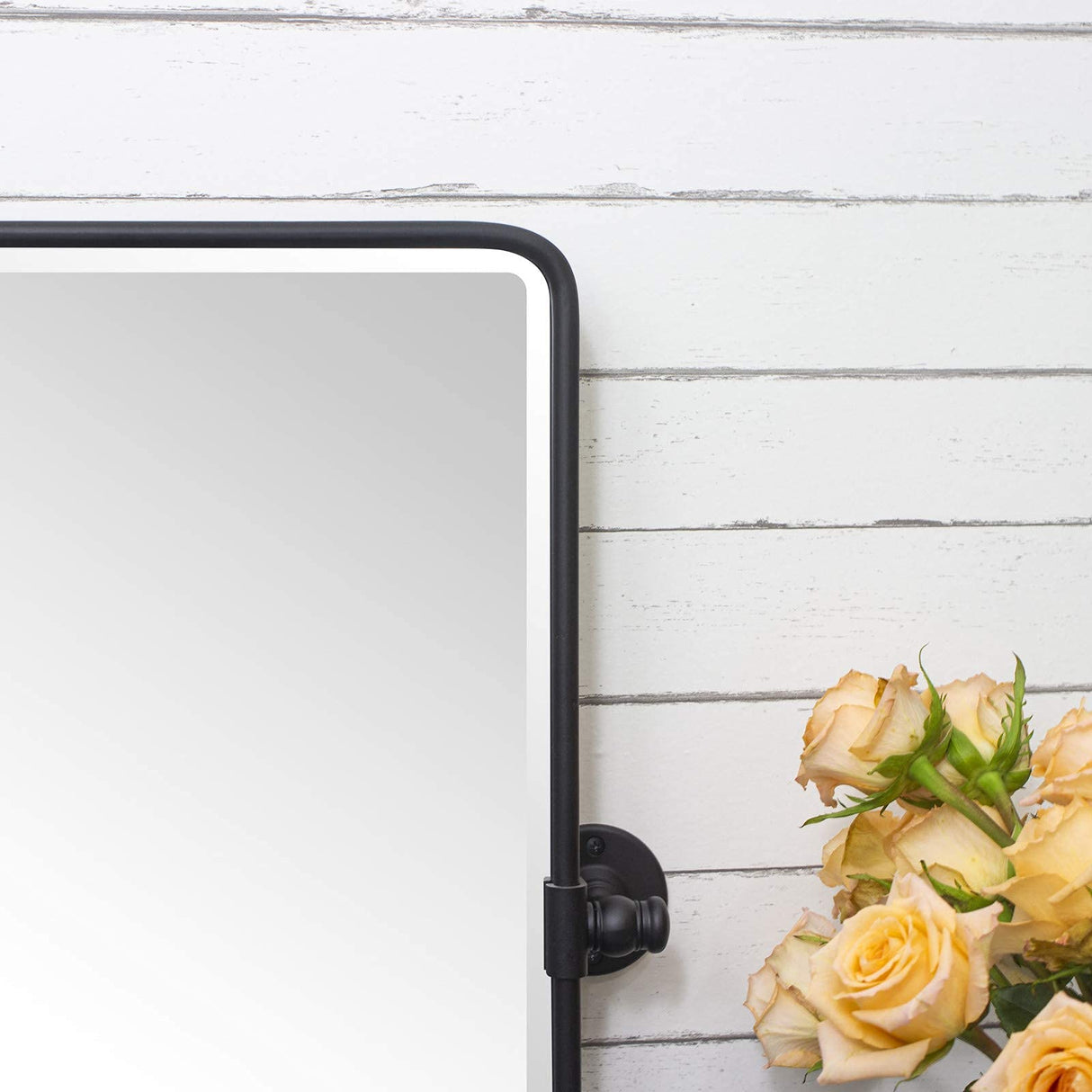 Farmhouse Pivot Rectangle Bathroom Mirror Black Metal Framed Tilting Beveled Vanity Mirrors for Wall 20x30'' TEHOME