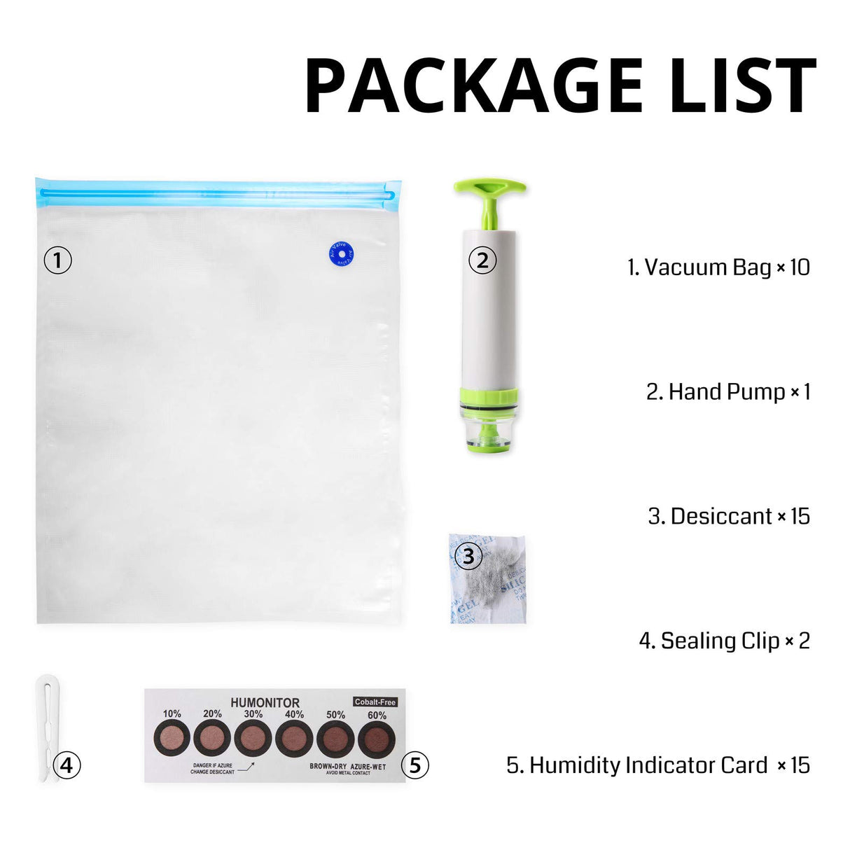 eVacuum 3D Printer Filament Storage Kit Filament Vacuum Bags Vacuum Compression Storage Bags, Prevent and Monitor Moisture - 10 Bags with 15 Desiccants, 15 Humidity Indicator Cards and 1 Hand Pump SainSmart