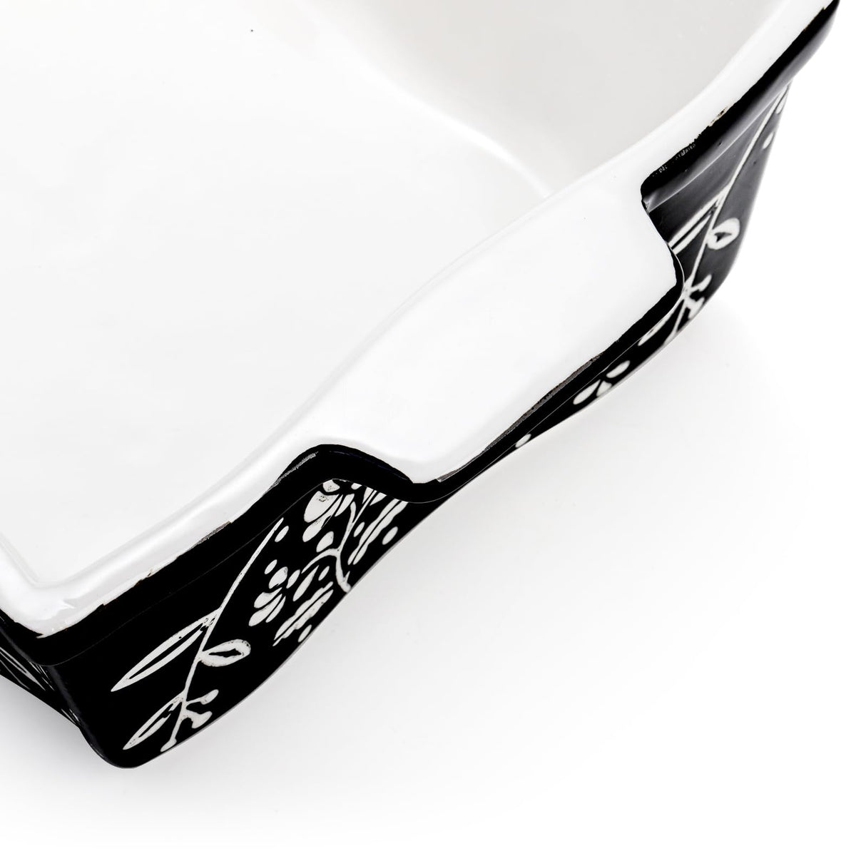 Bekith 3-Piece Ceramic Baking Dishes with Handles, Casserole Dishes for Oven, Rectangular Deep Lasagna Pans, Porcelain Bakeware Sets for Baking Cake Kitchen, Cooking, Black and White Bekith