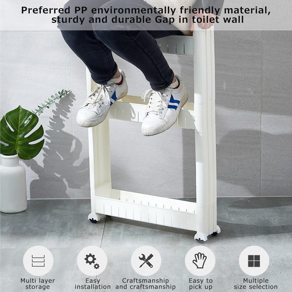 3.54 Slim Storage Cart Durable Bathroom Organizer Slide Out Storage Cart Rolling Utility Cart Slide Out Organizer Narrow Shelf Rack for Kitchen Bathroom Study Office UEncounter