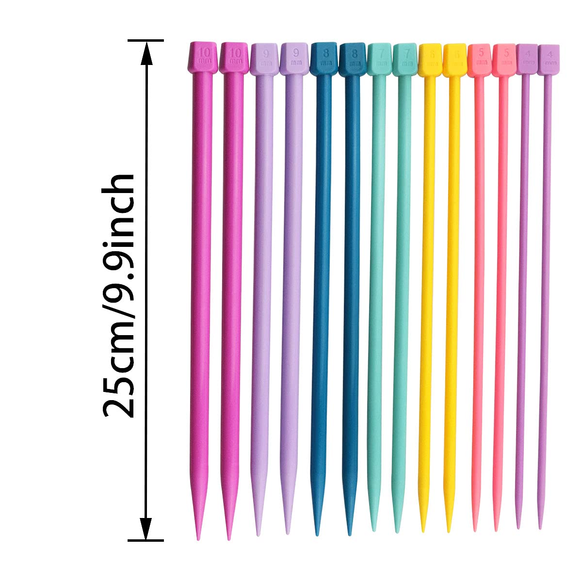 ITROLLE Knitting Needle 14PCS 4mm 5mm 6mm 7mm 8mm 9mm 10mm Colourful Single Pointed Knitting Straight Pins ITROLLE