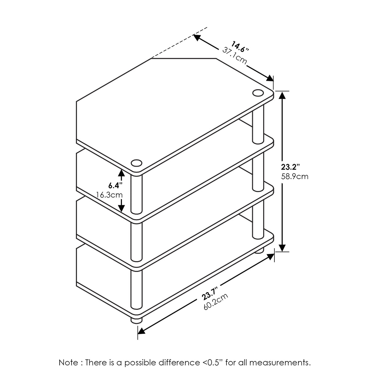 Furinno Turn-N-Tube Easy Assembly 4-Tier Petite Entertainment Center / TV Stand / TV Unit / TV Desk, Blackwood Furinno