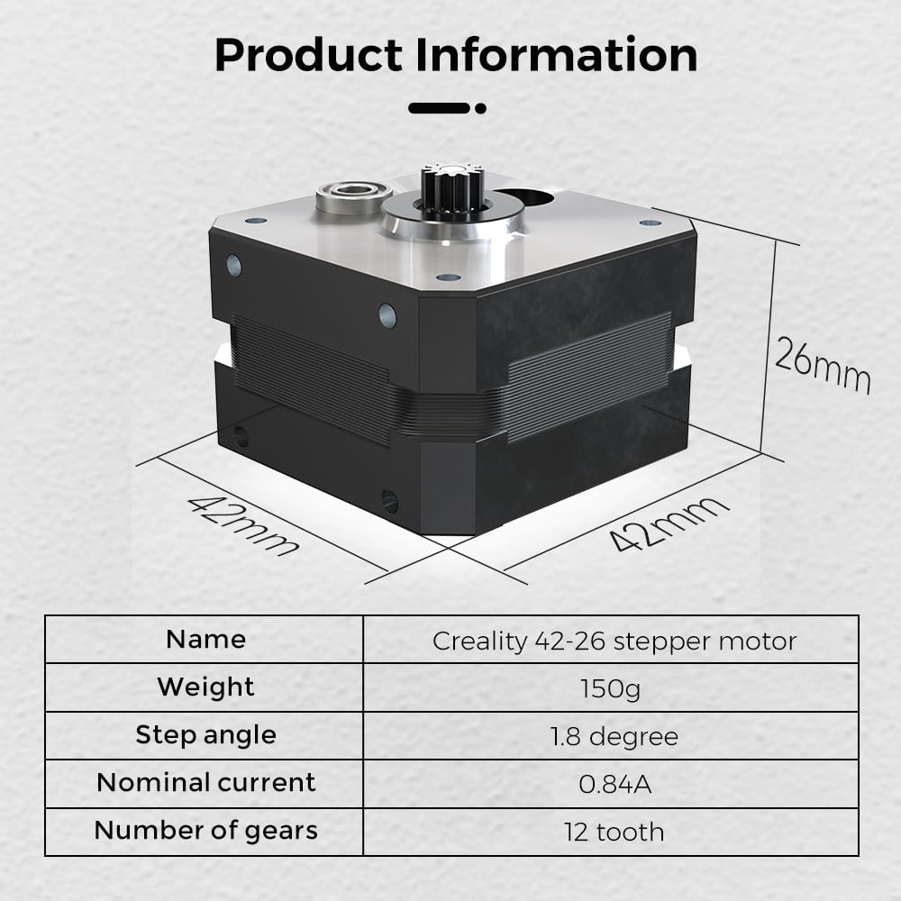 Creality Ender 3 V3 SE Extruder Motor, Official 42-26 Stepper Motor 3D Printer Extruder Stepper Motor 0.84A 12 Teeth Round Shaft, Sprite Extruder Motor for Ender 3 S1/3 S1 Pro/3 S1 Plus/5 S1/3 V3 KE Creality