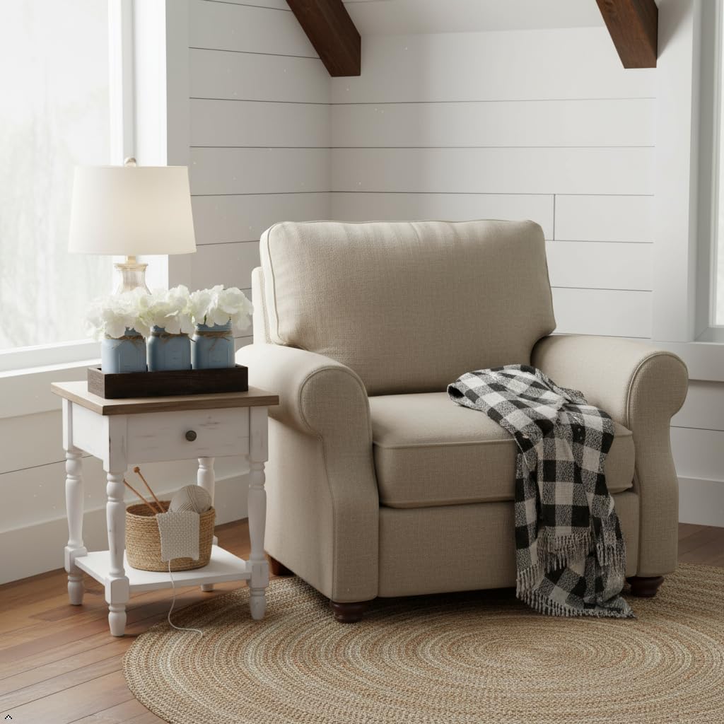 Mkono Mason Jar Centerpiece Decorative Wood Tray with 3 Painted Jars Artificial Flowers Rustic Country Farmhouse Thanksgiving Decoration for Coffee Table Dining Room Living Room Kitchen Mkono