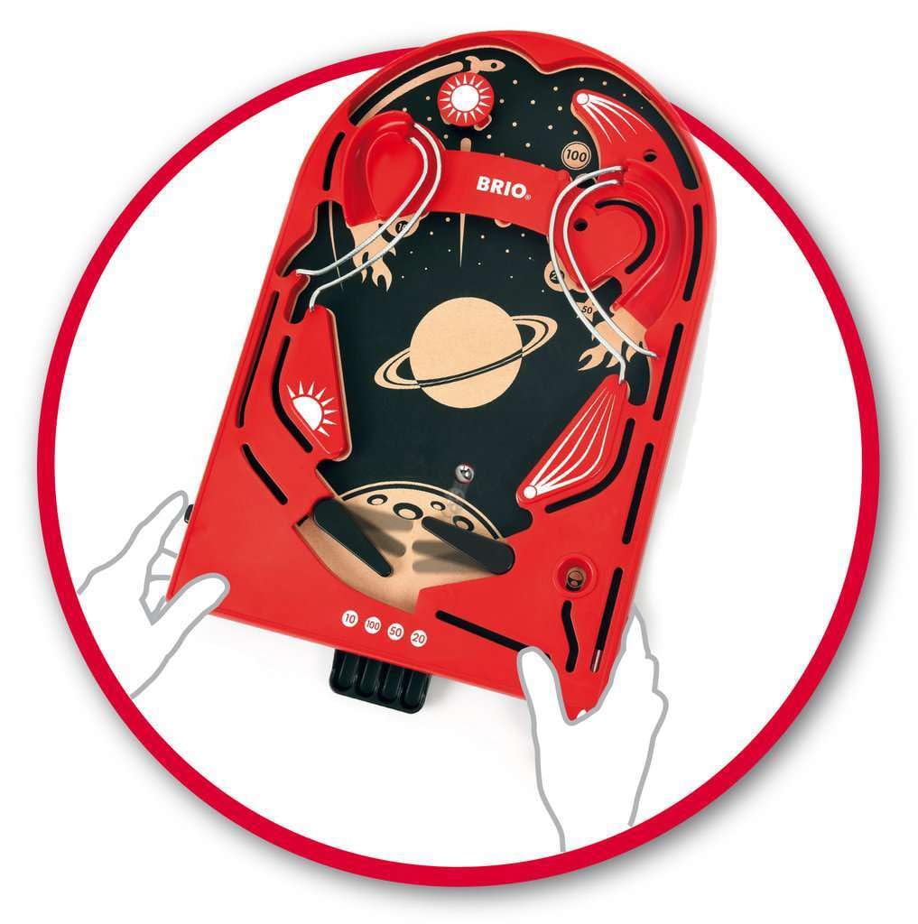 BRIO 34017 Pinball Game - Classic Vintage Arcade Style | Engaging Brain Game for Kids and Adults | Ideal Gift for Ages 6 and Up, Red BRIO