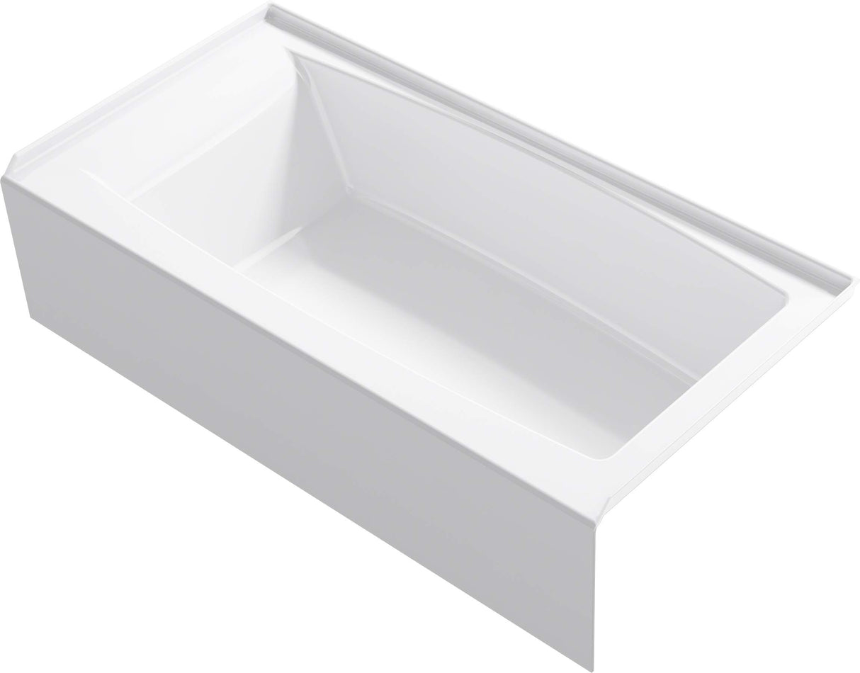 KOHLER K-26109-RA-0 Entity 60-Inch x 30-Inch Alcove Bath with Integral apron, integral flange and right hand drain, White KOHLER