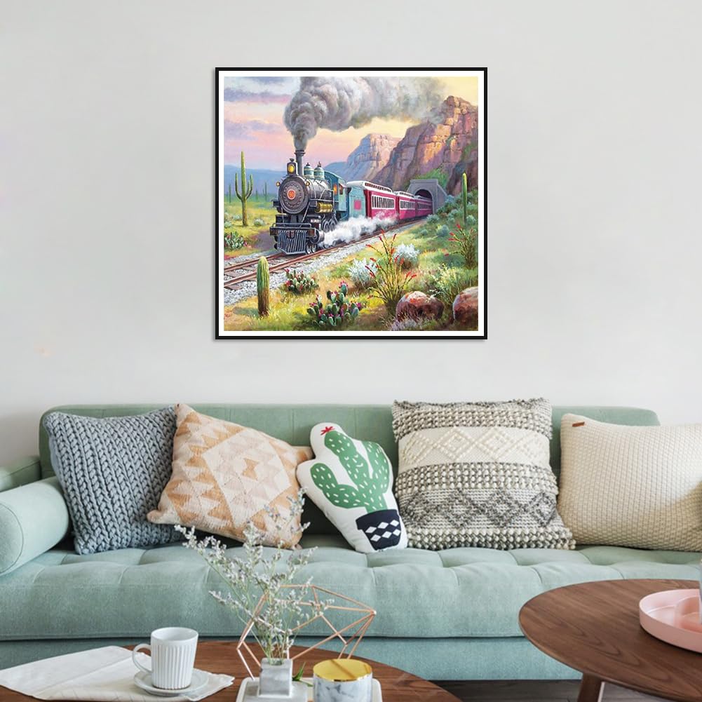 Acudotr Diamond Painting Kits for Adults, 5D DIY Diamond Art Kits for Beginners, Full Drill Diamond Painting Kits for Home Wall Decor, Train, 12x12 Inch Acudotr