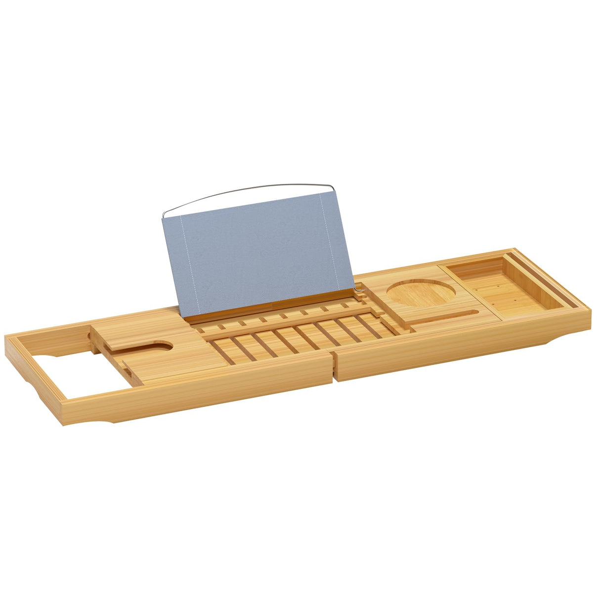 Sen Yi Bao Luxury Bathtub Caddy Tray,Bamboo Bathtub Tray Caddy - Wood Bath Tray Expandable,Can be Placed Book and Integrated Tablet Smartphone and Wine Holder - Gift Idea for Loved Ones Sen Yi Bao