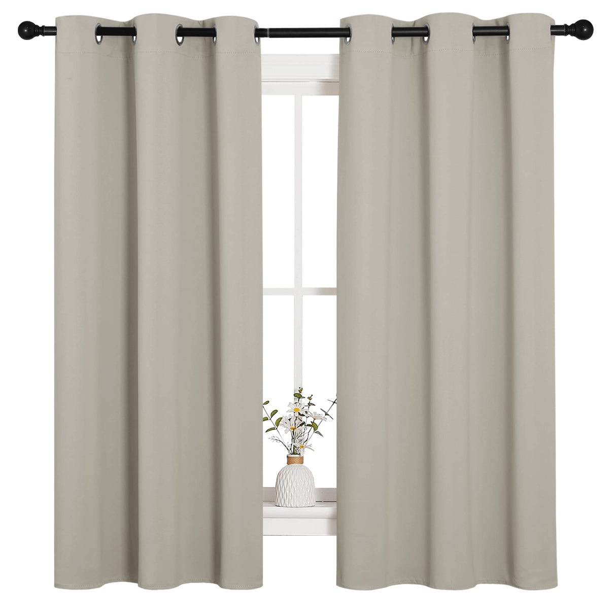 NICETOWN Natural Blackout Curtains for Bedroom (1 Pair, 42 x 63 inches), Farmhouse Thermal Insulated Room Darkening Drapes for Windows NICETOWN