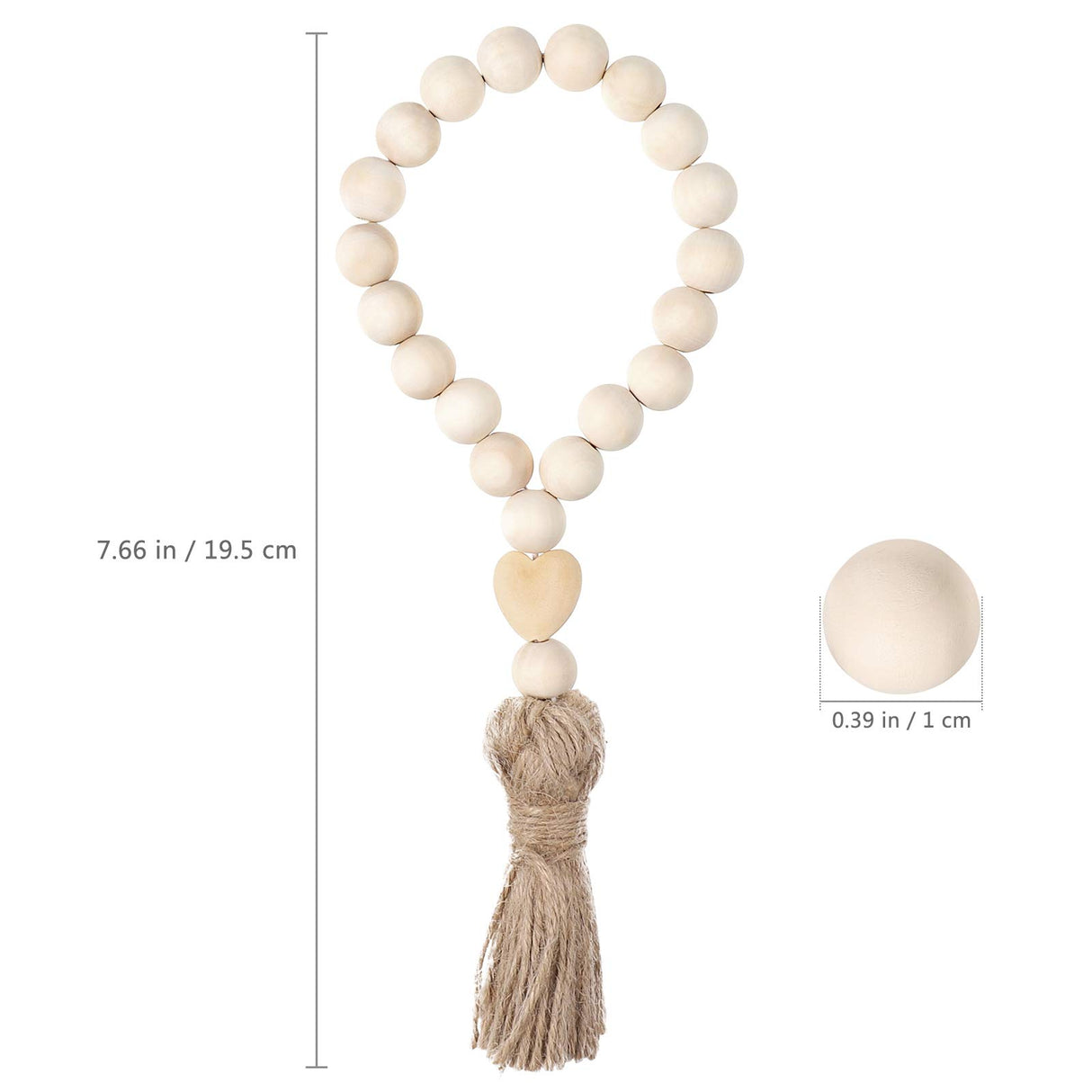 Garneck Wood Bead Garland,Farmhouse Tassels Beads, Rustic Country Decor Prayer Beads for Home Door Knob Christmas Decoration Garneck