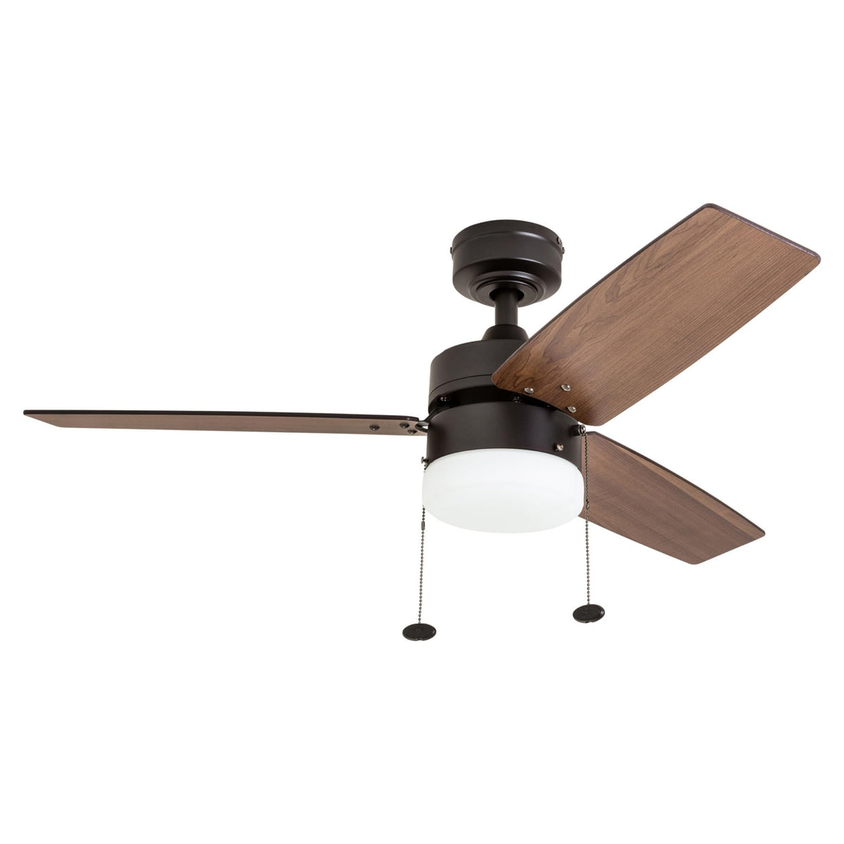 Prominence Home Reston, 42 Inch Modern Farmhouse LED Ceiling Fan with Light, Pull Chain, Dual Mounting Options, Dual Finish Blades, Reversible Motor - 51015-01 (Bronze) Prominence Home