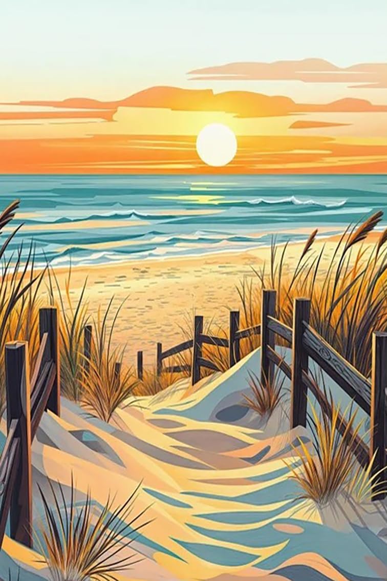 6 Pack Sunset Paint by Numbers Kit for Adults, Adult Paint by Number Kits with Easel, Landscape Paint by Numbers for Adults, DIY Acrylic Painting on Canvas for Home Wall Art Decor 8x12 Inch CraftCraze