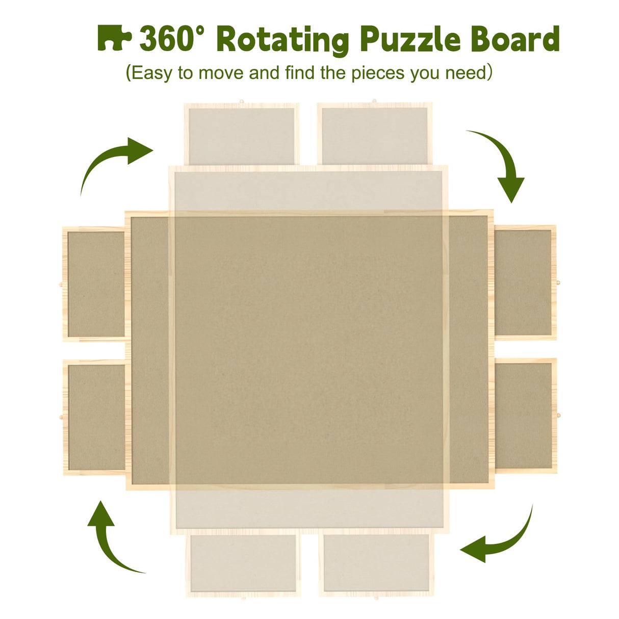 Jigsaw Puzzle Board 1500 Pieces, 2-in-1 Tilting and Rotating Puzzle Board with Drawers and Cover, Wooden Portable Puzzle Board for Adults, Board Game Table for All Ages