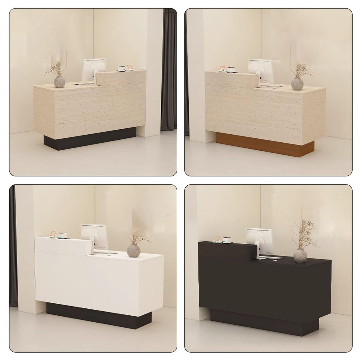 YPIOUREN Reception Desk With Counter Drawers & Storage Shelves, Reception Room Tables,Front Desk Reception Counter,Modern Checkout Counter With Storage, For Store Hotel Office(Pure Stone,LEFT_110CM/43 YPIOUREN
