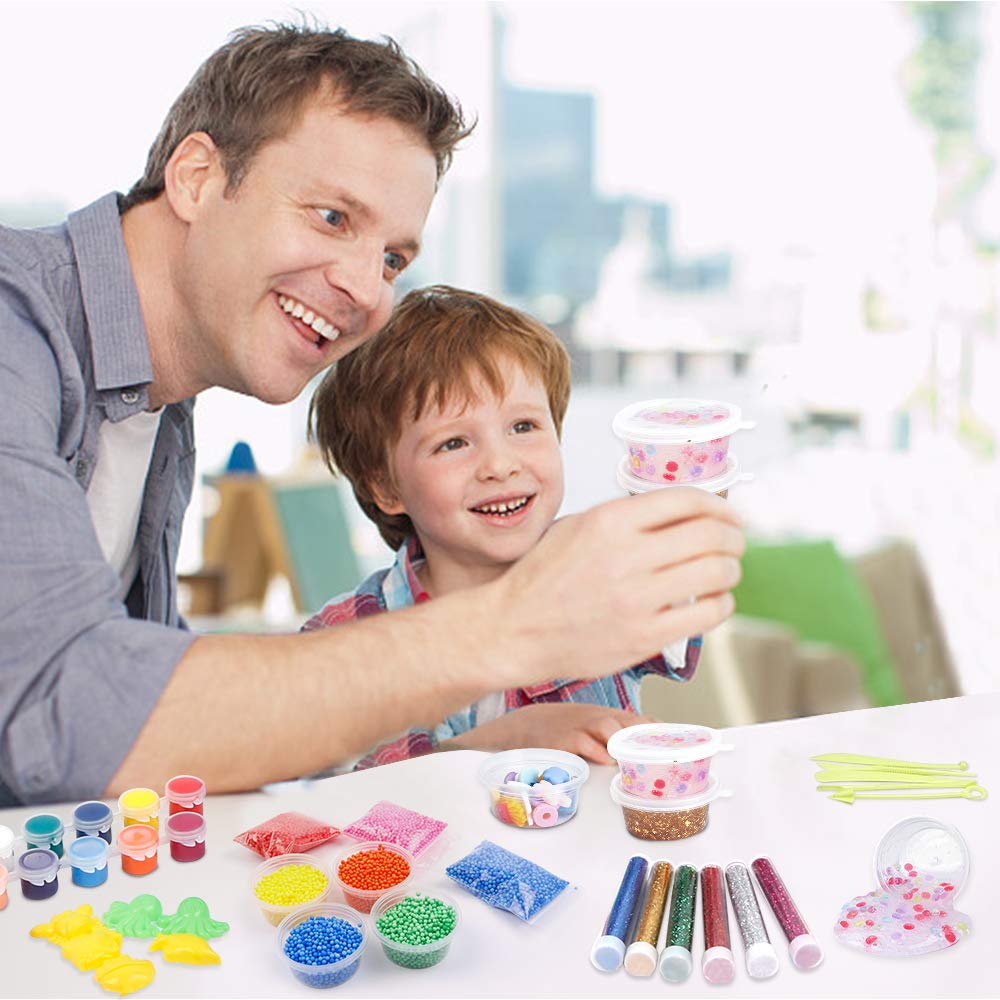 Slime Supplies Kit, 205 Pack Add Ins Slime Kit for Kids Girls Slime Making, Including Foam Balls, Glitter, Fishbowl Beads, Charms, Clear Containers by WINLIP WINLIP