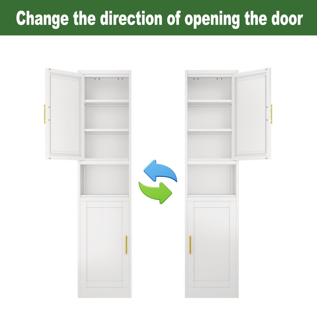 Ckzbx 70.87" H Metal Narrow Pantry Storage Cabinet Tall Steel Bathroom Cabinet,4 Adjustable Shelves for Kitchen, Home Office, Living Room, Dinning Room (White) Ckzbx