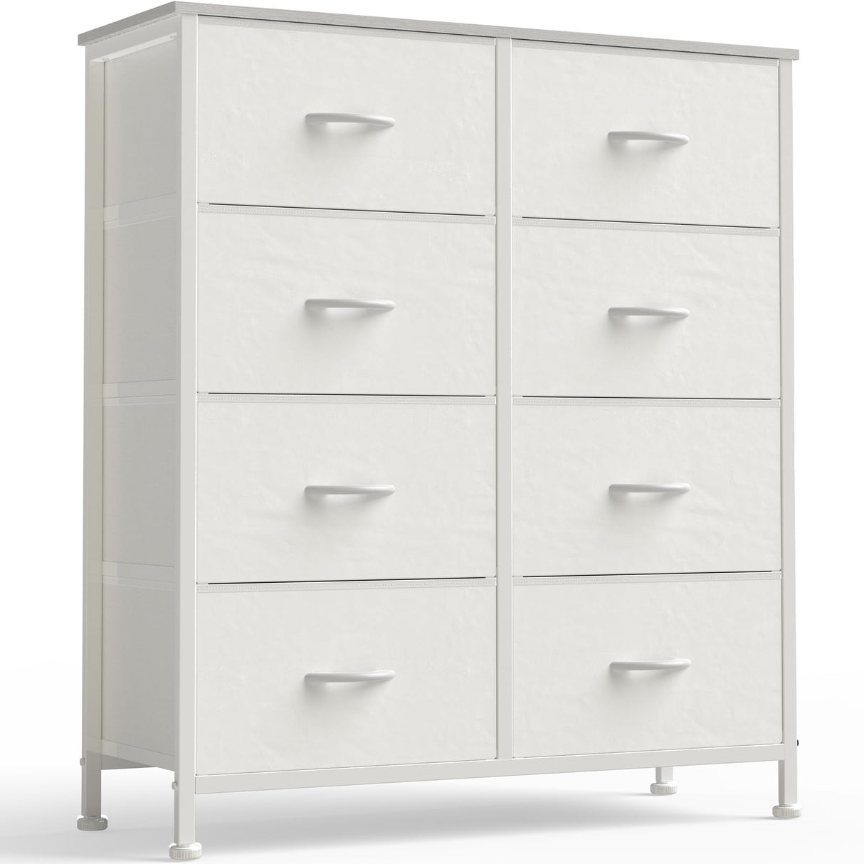 OLIXIS 8 Drawer Storage Dresser with Wood Top - Wide Fabric Chest Organizer for Bedroom, Closet, Living Room,Tower Cabinet, TV Stand, Hallway Entryway Furniture,White OLIXIS