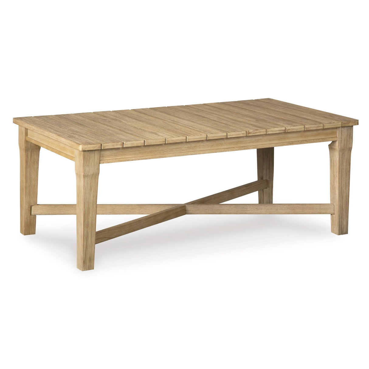 Signature Design by Ashley Outdoor Eucalyptus Carter Hall Patio Coffee Table, Beige Signature Design by Ashley