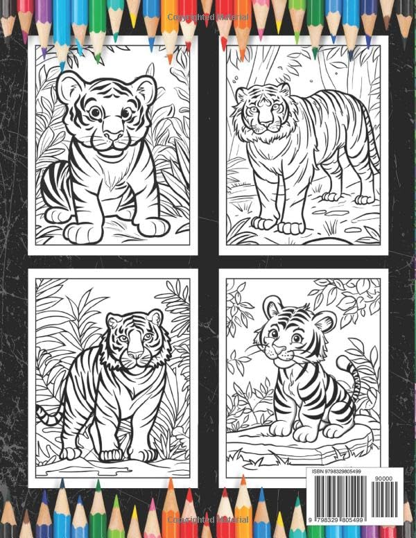 Tigers: Bold & Easy Tiger Coloring Book for Kids (Cute Animal Coloring Books for Kids) Majosta