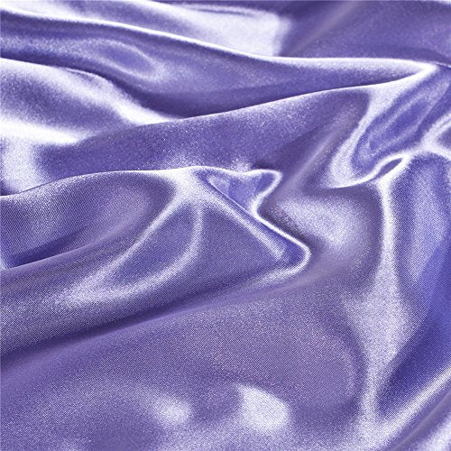 DREFEEL Hotel Quality Solid Lilac/Lavender Duvet Cover Set Twin/Single Size Silk Like Satin Bedding with Hidden Zipper Ties Soft Stain Resistant Quilt/Comforter Cover Set DREFEEL