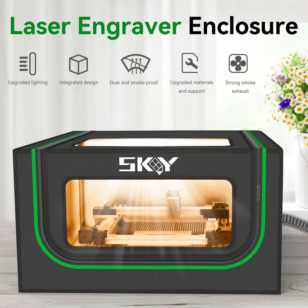 Updated Integrated Laser Engraver Enclosure with LED Light, Ventilation Kit, Cover Tent Fits for Most Laser Cutter, Insulates Against Smoke, Odor and Noise, Eye Protection, 720x720x400mm Cregrant3D