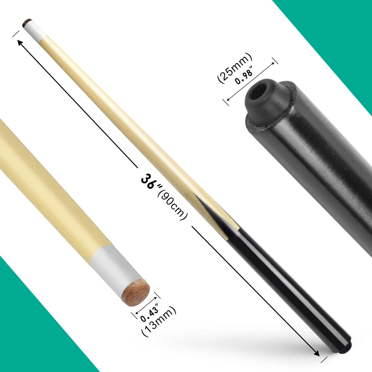 VANLAN Billiard House Cue Sticks Pool Cues 2-Piece 36 Inches Billiard Tips 13mm House Bar Billiard Cue Sticks Hardwood Cues Set of 2 (36" Set of 2) VANLAN