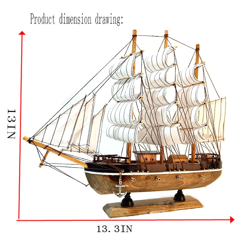 Lizipai Smooth Sailing Boat Model Mediterranean Wooden Boat Furniture Decoration Room Decoration (Main Brown) Lizipai
