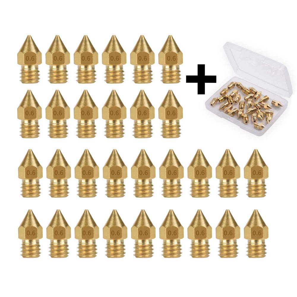 ACMYCH 30PCS 0.6mm 3D Printer Extruder Nozzles for Anet A8 Makerbot MK8 Creality CR-10 S4 S5 Ender 3 3Pro 5 ACMYCH