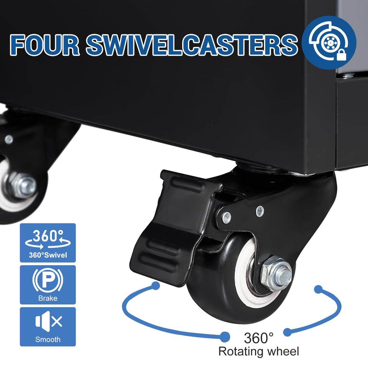 Fesbos 73" Metal Cabinet-Black&Gray Heavy Duty Rolling Storage Cabinet Steel Tool Cabinets with Wheels, Shelves, Lockable Doors and Drawers- for Garage, Pantry, Warehouse - Assembly Required Fesbos