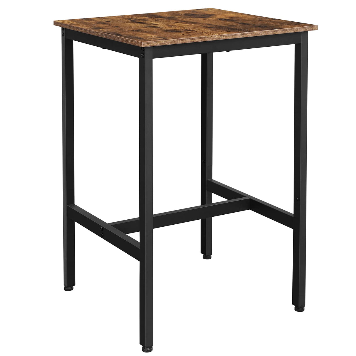 VASAGLE Bar Table, Small Kitchen Dining Table, High Top Pub Table, Height Cocktail Table for Living Room Party, Sturdy Metal Frame, 23.6 x 23.6 x 36.2 Inches for Narrow Spaces, Rustic Brown and Black VASAGLE