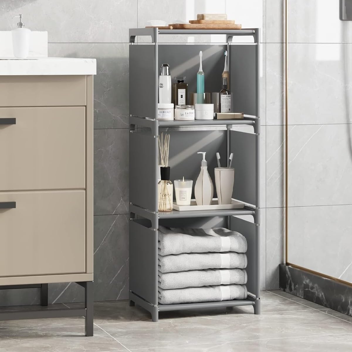 RIIPOO Versatile 3-Cube Storage Organizer Shelves for Bedroom Closet, Space-Saving 4-Layer Bookshelf | Compact Bookcase Unit Ideal for Small Spaces RIIPOO