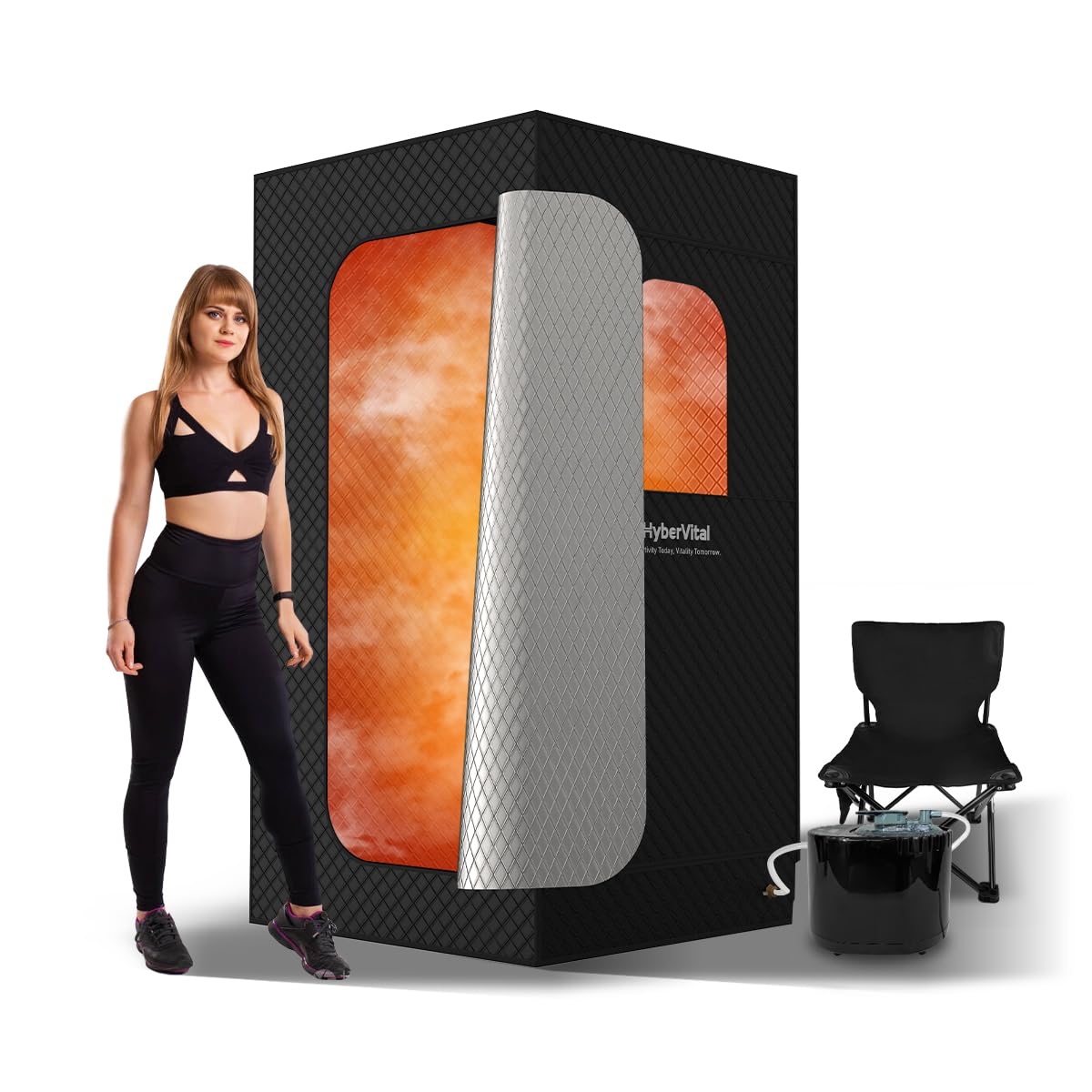 HyberVital Sauna Box, Portable Steam Sauna for Home, Large Sauna Tent with 3.0L Steamer for Full Body SPA, Easy Assembly Quick Heat-Up Sauna Experience HyberVital