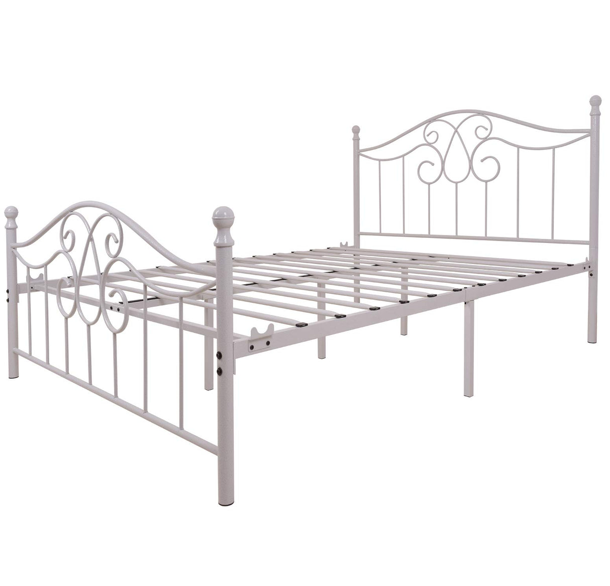 YERPERFO Metal Queen Bed Frame with Headboard and Footboard Farmhouse Platform Bed Frame Queen Size Under Bed Storage No Box Spring Needed and Easy Assembly(Queen, White) YERPERFO