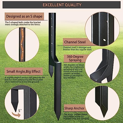 Fence Post Repair Steel Stakes: Anchor Ground Spike 2 Pack Support Bracket for Wood Fence Mender Kit WENKIP