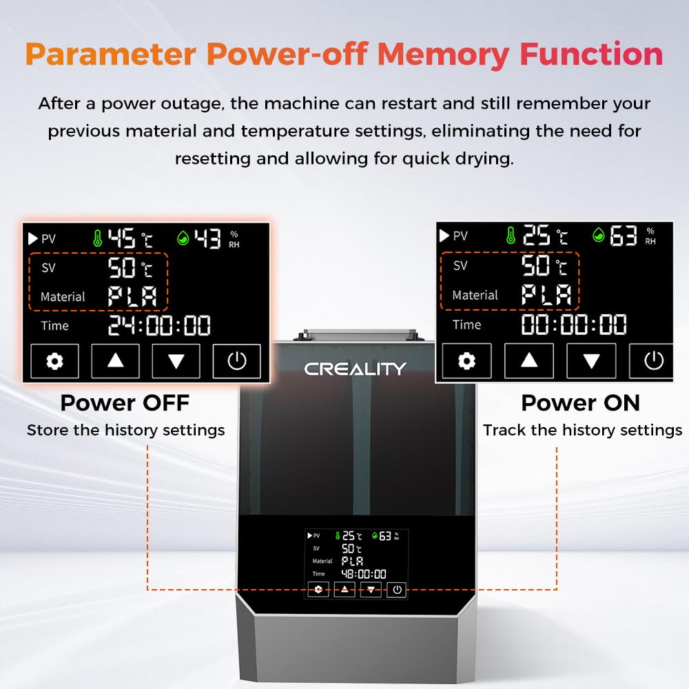 Creality Space PI Filament Dryer, 3D Printer Filament Dryer Box with 360° Heating, Upgraded Filament Dehydrator Storage Box Support Nylon ABS PETG PLA TPU 1.75/2.85mm (Space PI Plus) Creality