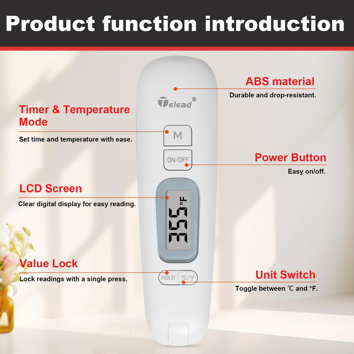 Telead Digital Water Thermometer for Liquid – Instant Read with Retractable Probe, Waterproof Probe for Cooking, Meat, BBQ, Milk & Candles, Safe & Hygienic Design, Long Stainless Steel Probe (White) Telead