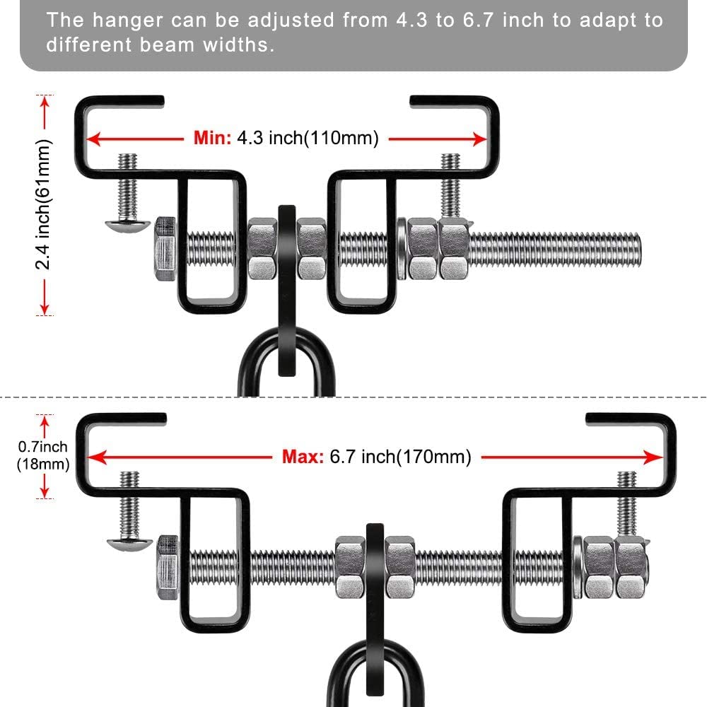 BeneLabel Punching Bag Hanger for Beam, Heavy Bag Mount, Heavy Duty Boxing Bag Mount with Carabiner, Adjustable and Stable Heavy Bag Bracket for Home Gym, 900LB Capacity BeneLabel